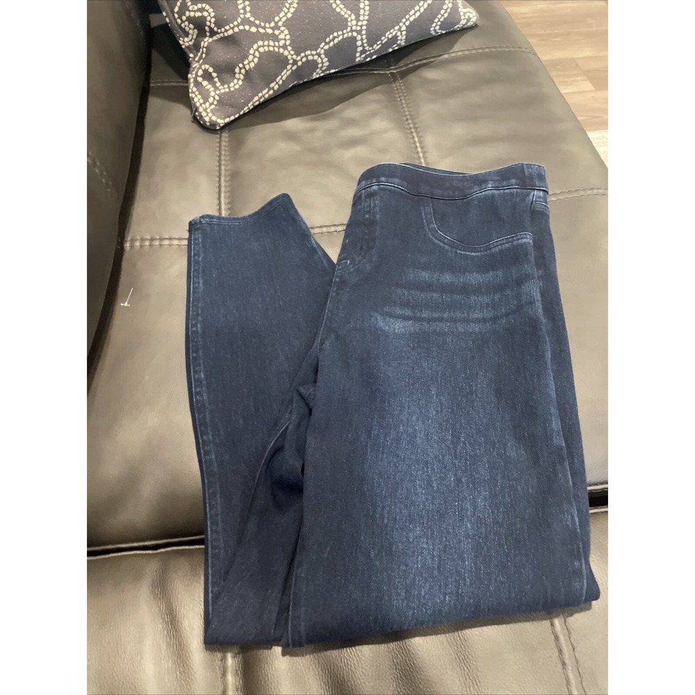 Spanx Jeans Womens XL Pull on Tapered Leg Dark Wash Stretch Denim‎ Blue (32x27